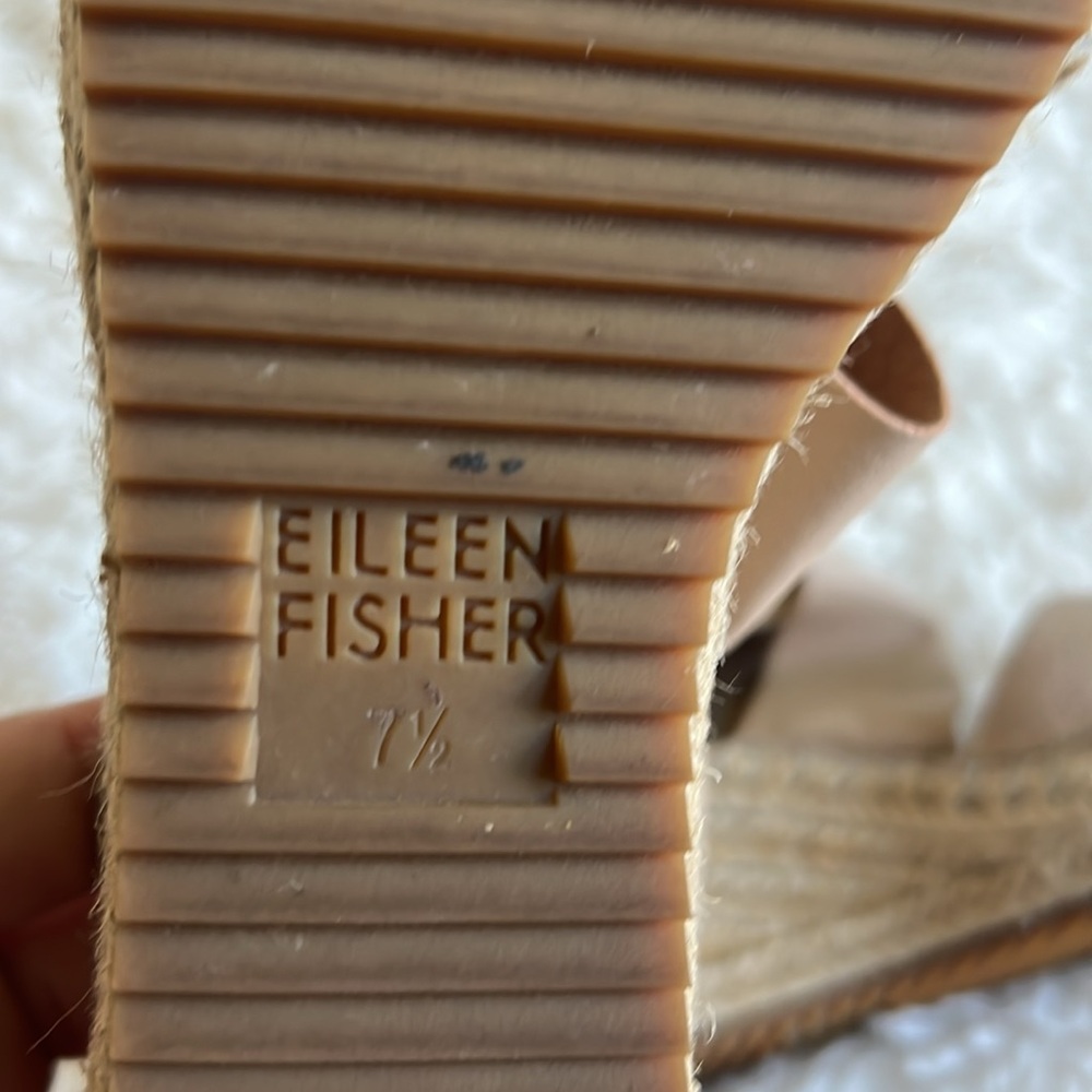Eileen Fisher Willow 3 Espadrille Tumbled Leather Wedge Sandals Nude, sz 7.5 ♣️ - Picture 11 of 11